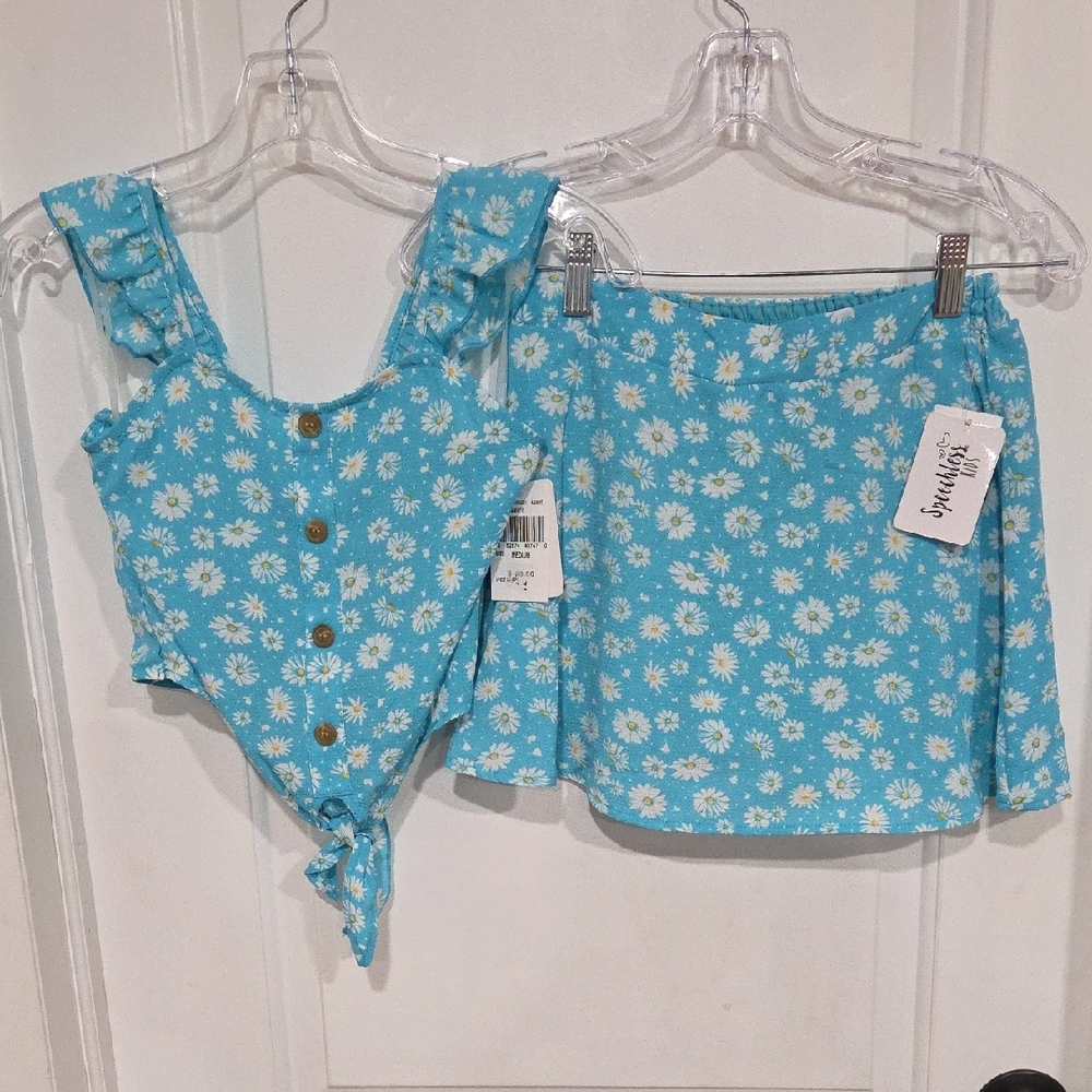 Speechless Aqua Blue Floral Two-Piece Set